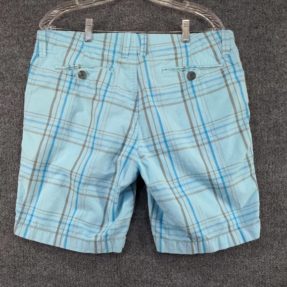 Arizona Mens Chino Shorts Blue Plaid Size 34 Cotton Slash Pockets - Picture 3 of 11